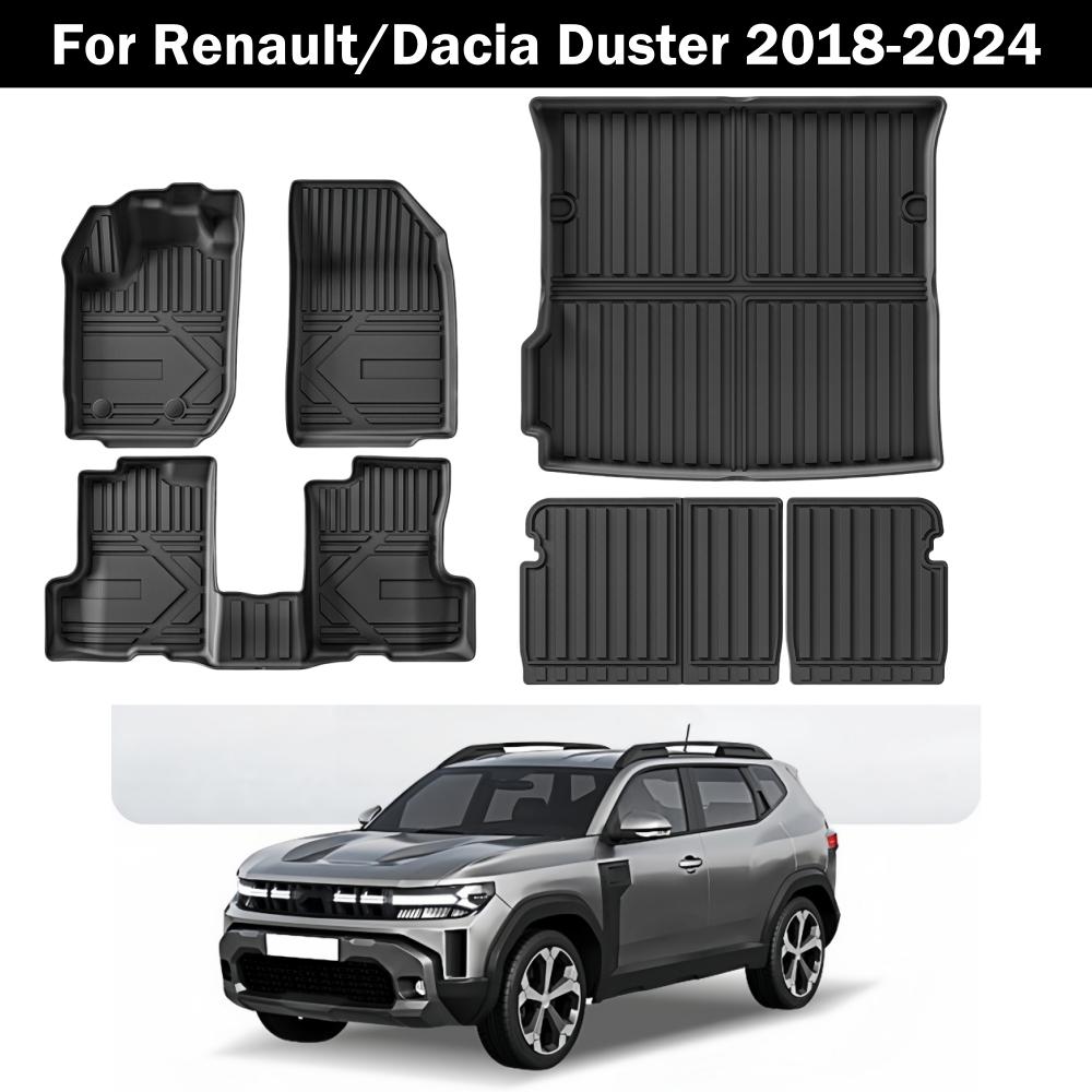 Pro Renault Dacia Duster 2018-2025 Benzínový pohon Koberce do auta Podložka do kufru TPE 3D sada koberečků Příslušenství Levostranné řízení