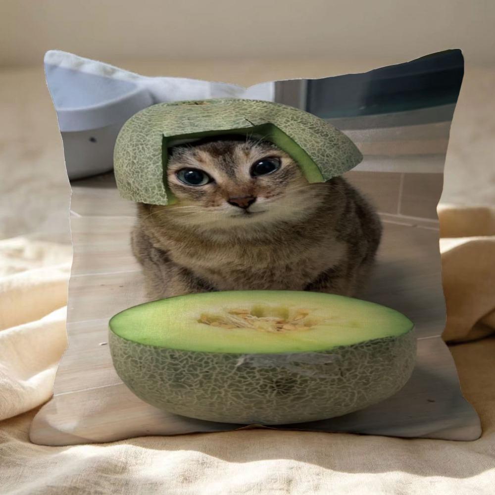 Soft Plush Cute Cat Throw Pillow Comical Cat Face Decor Pillow Funny Sofa Cushion Bedroom