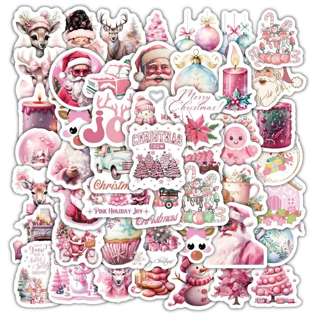 60PCS Cartoon Cute Merry Christmas Jingle Bells Graffiti Stickers for Bicycle Hand Account Pencil Case Decals