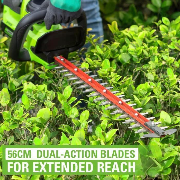 Foarfecă de gard viu fără fir - Greenworks - G24HT56 - Lame 56cm - Taie până la 25,4mm - Ușoară 2,5kg