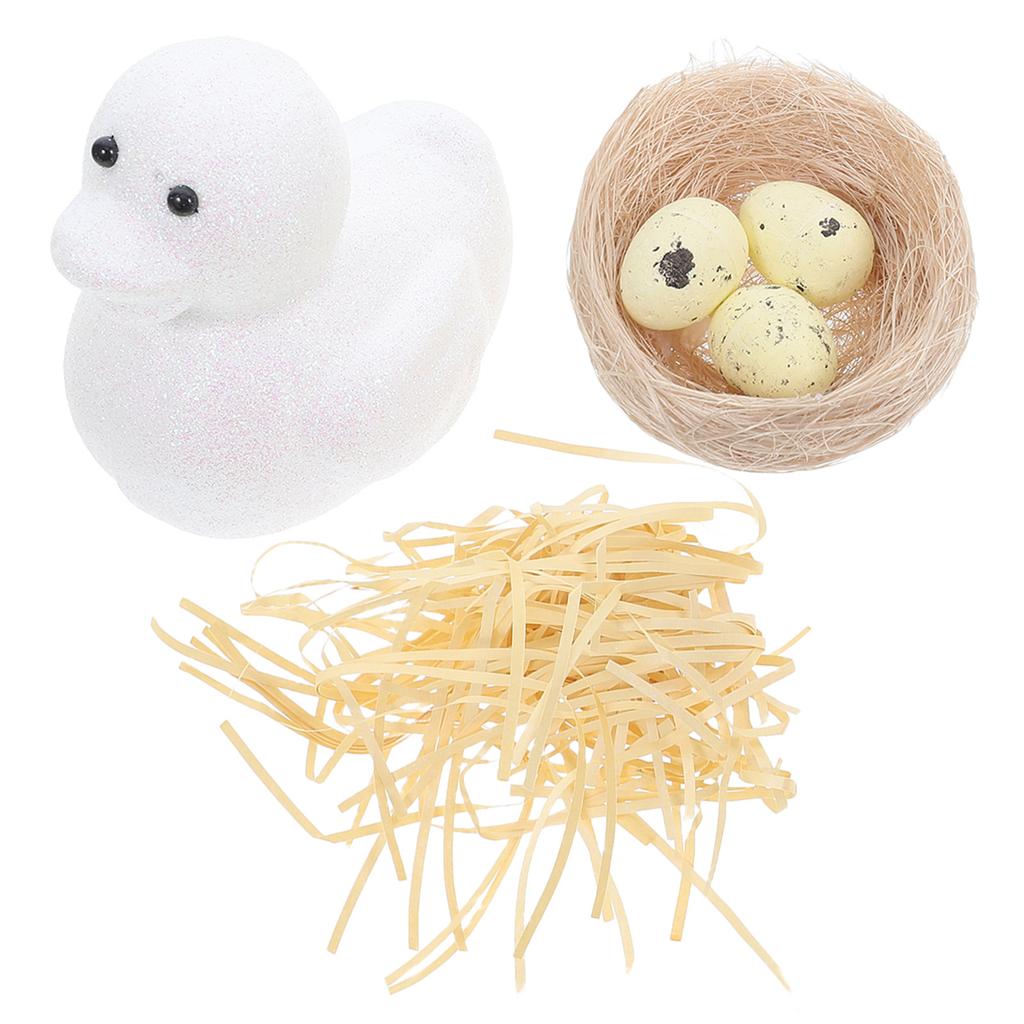 Osterente Dekoration Set Realistische Simulations-Eier Rustikales Vogelnest Frühlingsdekorationen für Baum Tisch Kaminsims DIY Osterdekorationen