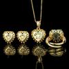 New Accessory Set Necklace Ring Earring Inlaid With Navy Blue Heart-shaped Design Women Fashionable High-end