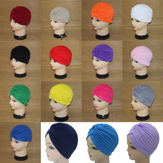Women Stretchy Head Wrap Band Chemo Bandana Pleated Headwear Decor