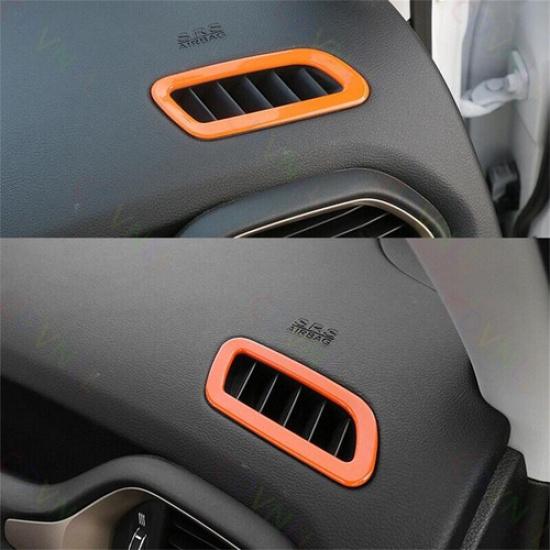 Dashboard L&R Air Outlet Vent Cover 2* For Jeep Renegade 2015- Bright Orange