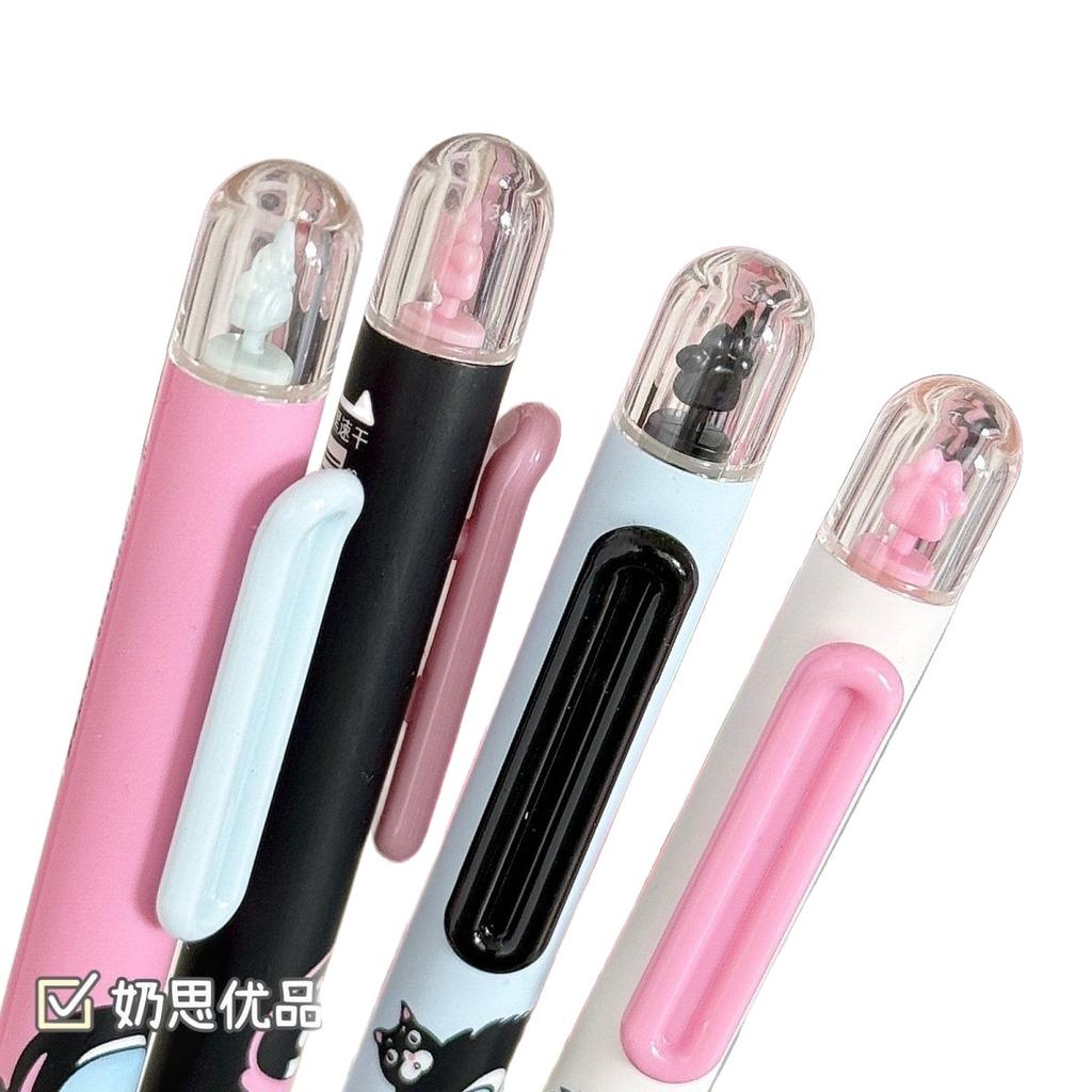 12Pcs Creative Cute Cat Style Gel Pens 0.5mm Black Quick-drying Click Pen for School Office Writing & Signature Stationery Gifts Holiday Gift Novelty