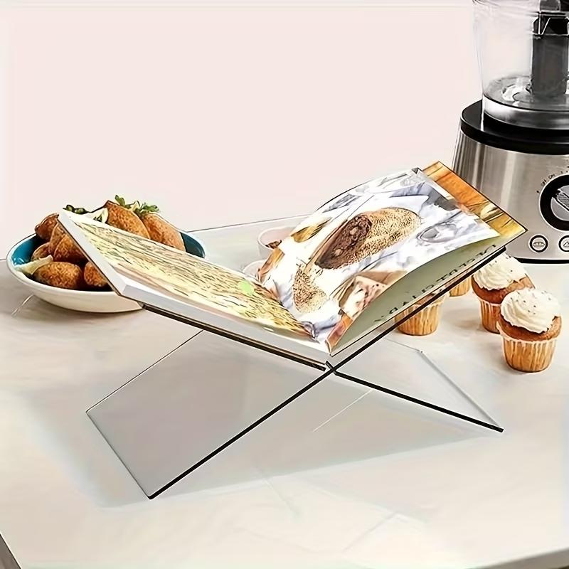 Acrylic X-Shaped Book Holder Stand for Cookbook Recipe Menu Storybook - Display Rack for Ball Opening Reading Books