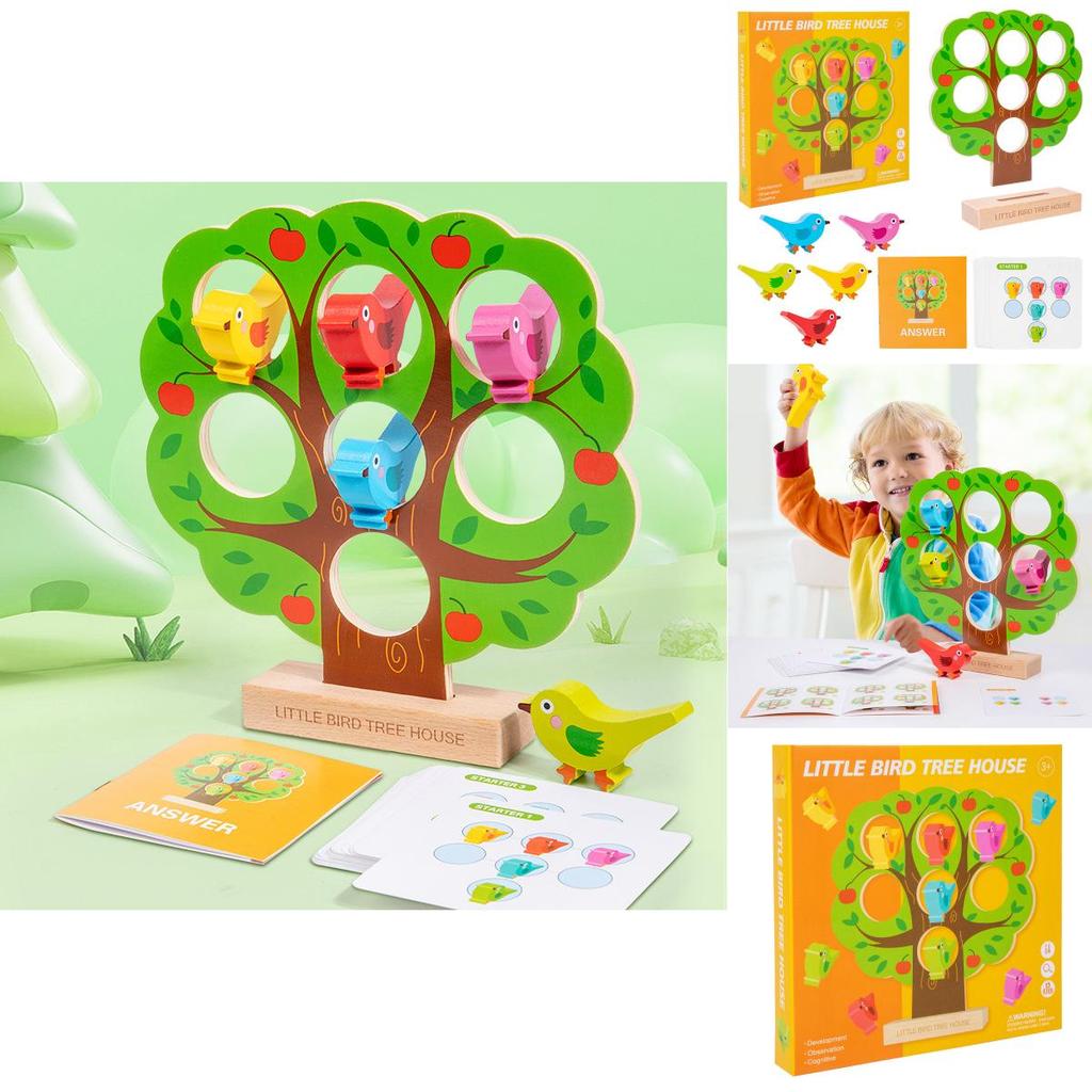 Wooden Birdhouse Puzzle Toy For Kids Educational Brain Teaser And Color Recognition