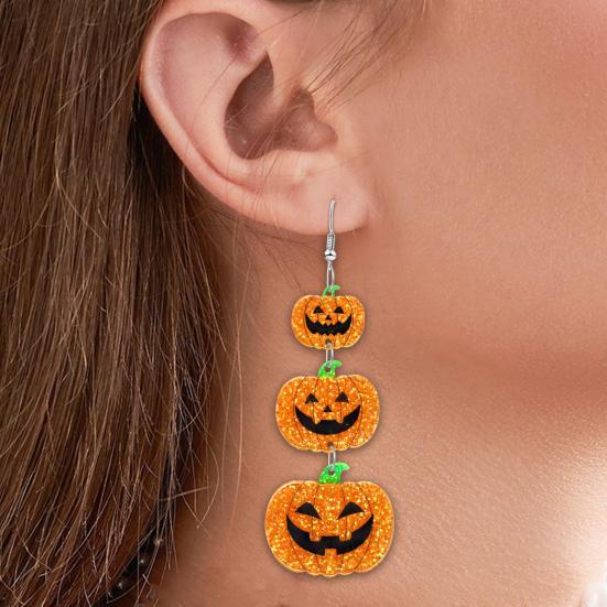 Stylish Acrylic Accessories for Costumes 1 Pair Halloween Earrings Women, Gothic Dangle Earrings, Fashionable Lightweight Women Spooky Bat Pumpkin