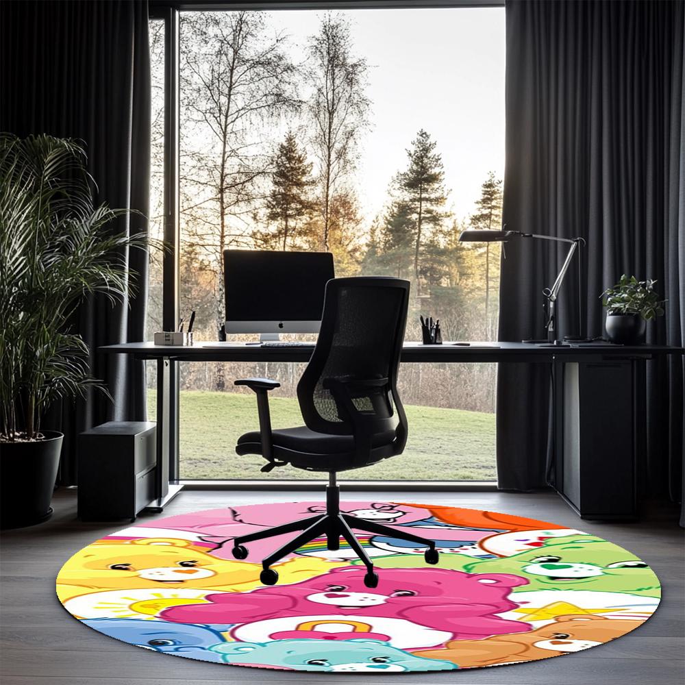 Bear Printed Round Rug Carpet Chair Rug Area Rug Entryway Doormats,for Office Chair Living Room Bedroom Kitchen Room.