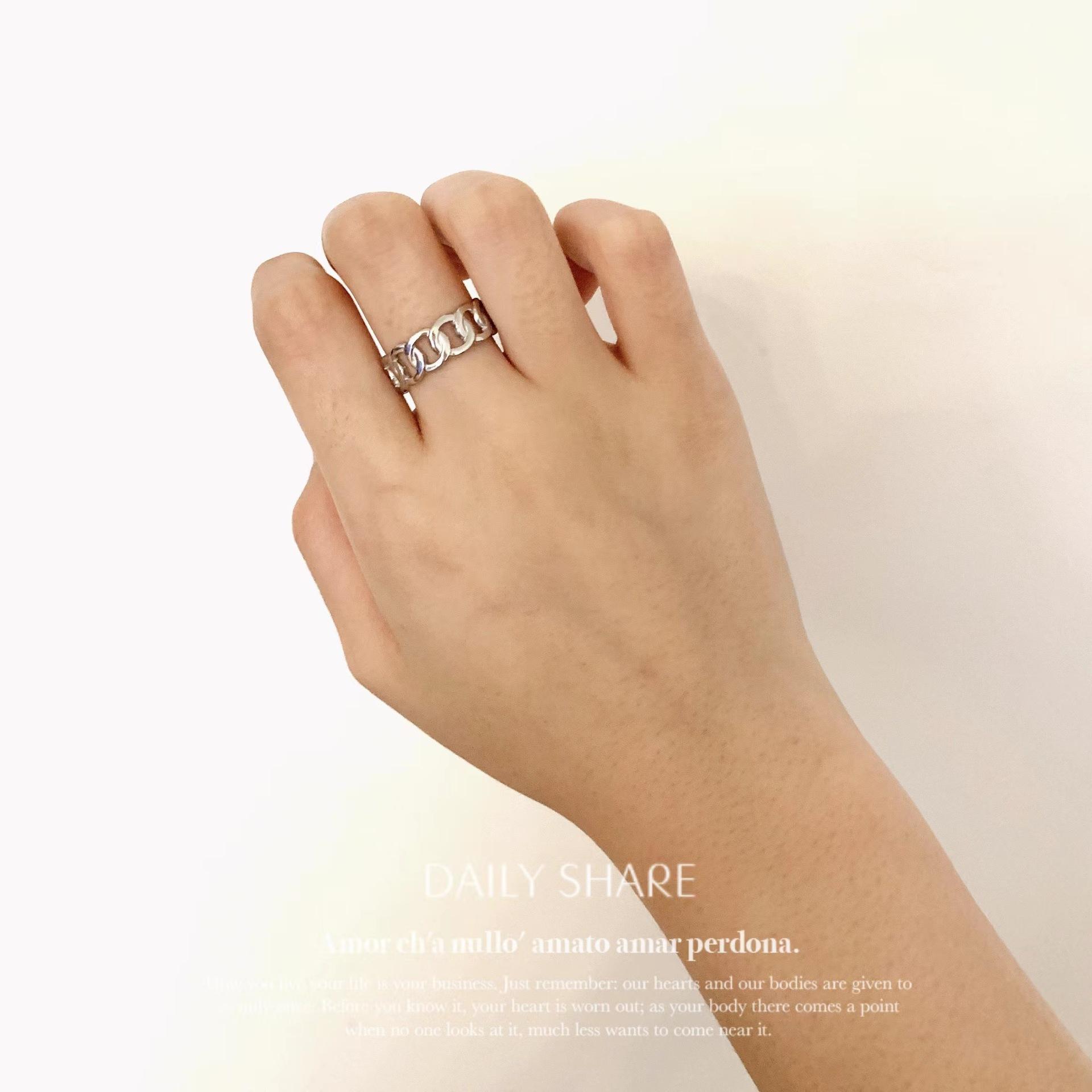 

Стильное и простое кубинское цепочное кольцо с кромкой, классическое универсальное кольцо из титановой стали с гальваническим покрытием из 18-каратного золота для женщин opening adjustable