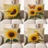 Home Decor Sunflower & Bird With Vintage Script Design Pattern Cushion Cover Suitable For Sofa Bedroom Car Pillow Cover