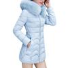 Women Hooded Outwear Warm Coat Long Thick Furry Collar Cotton Slim Jacket