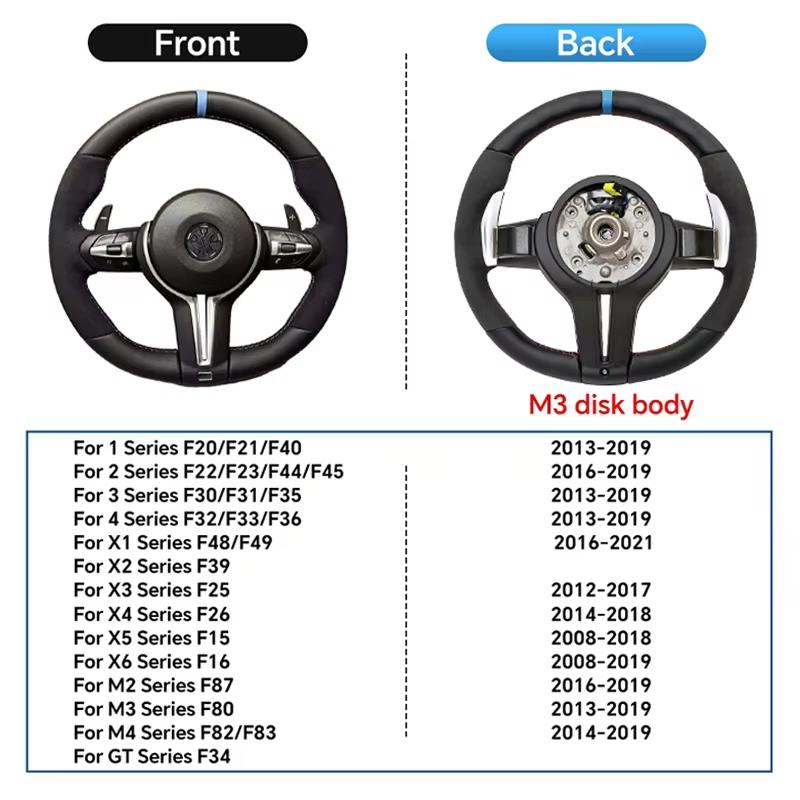 For BMW Series F20 F22 F23 F30 F31 F32 F33 F36 M3 F87 M2 F80 M3 F82 F83 Upgrade Steering Wheel With Half Alcantara Leather Does Not Include Airbags