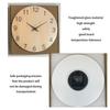 1pc 12-16inch tempered glass wall clock, light wood grain pattern with solid wood hands design wall clock, home mute wall clock