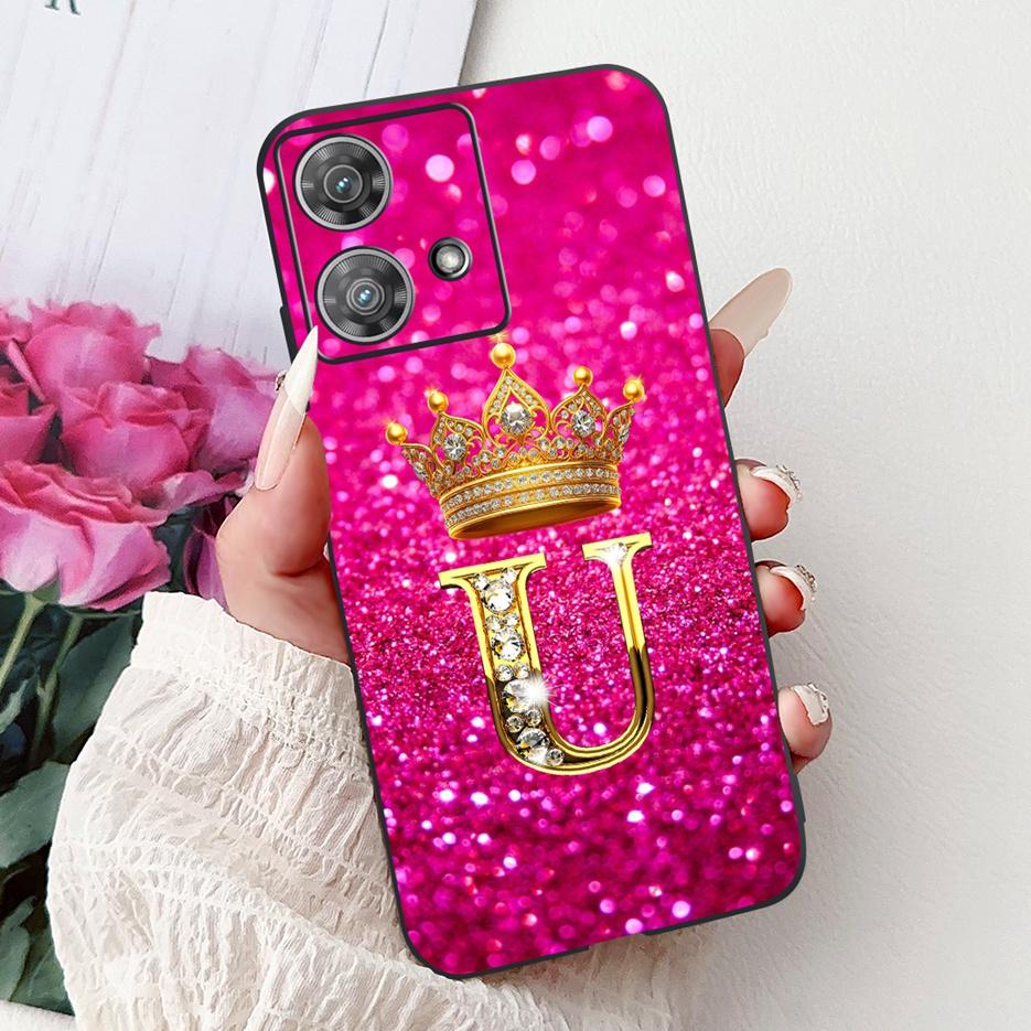For Motorola Edge 40 Neo Case XT2307-1 Cute Crown Letters Cover Soft Silicone Phone Cases For Motorola Edge 40 Edge40 Neo Fundas