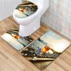Beach View Bathroom Floor Mat Three-Piece Toilet Carpet Toilet Mat Set Door Mat Bathroom Non-Slip Mat