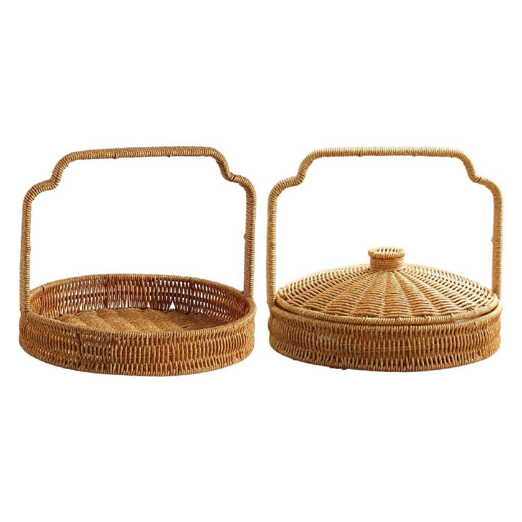 Fruit Bread Basket Tabletop Rustic Vegetables Food with Handle Serving Tray for Restaurant Baking Kitchen Counter Camping Picnic