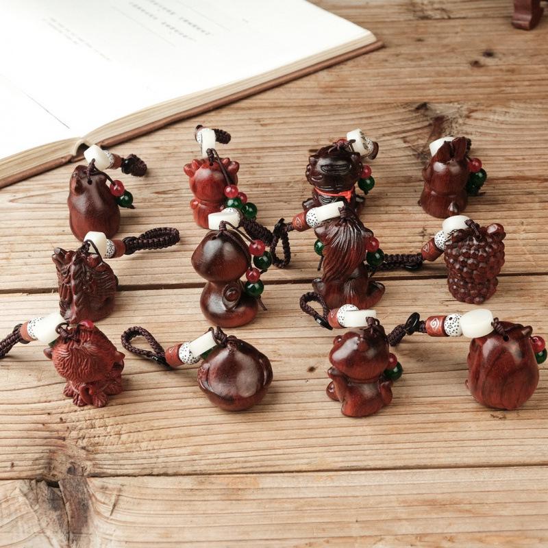 Rosewood Zodiac Animal Charm: Cute Pendant for Phone, Bag, or USB Flash Drive