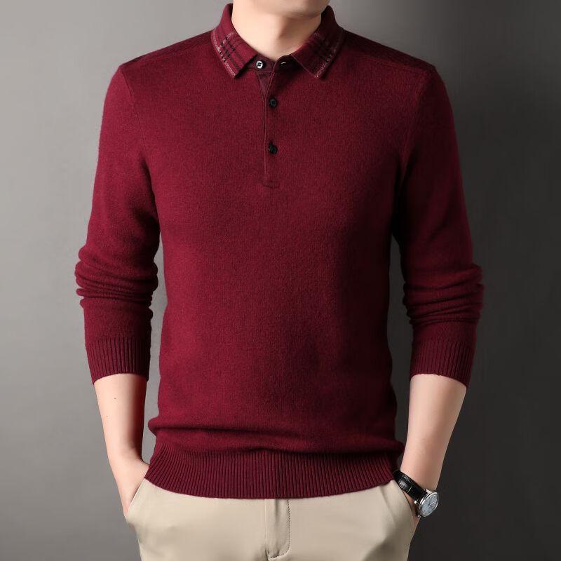 

Men s 100% Wool Lapel Pullover Sweater 185