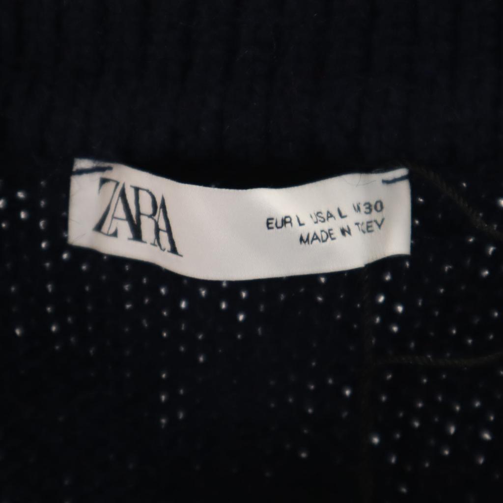 unused ZARA Long sleeve knit cardigan L Navy Women Used
