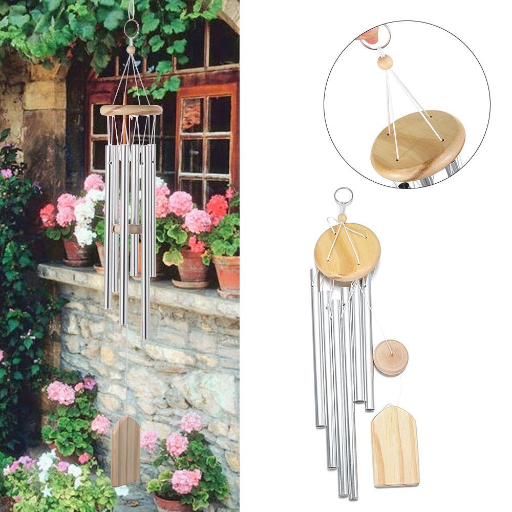 Series Garden Decor Garden Decoration Solid Wood Hanging Decorations Wind Chime Aluminum Tubes