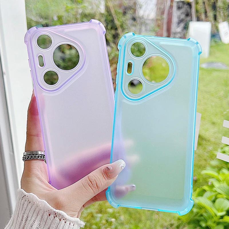 Shockproof Matte Soft Case For Huawei Pura 80 70 P60 P40 P30 Mate 70 60 50 40 Pro Plus Silicone Translucent Candy Color Shell