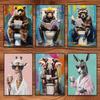 Graffiti Animal Giraffe Bathroom Poster Monkey On the Toilet Print Graffiti Pop Art Abstract Bathroom Canvas Painting Funny Art