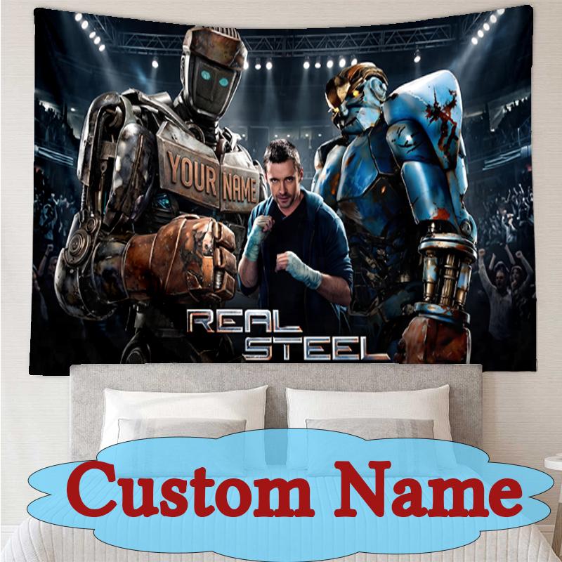 Custom Name Or Text Real Steel Robot Tapestry Multi-functional Wall Hanging Tapestry Interior Atmosphere Change