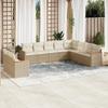 Vidaxl 10-Cz. Set di Mobili da Giardino con Cuscini, Beige, Polyrattan
