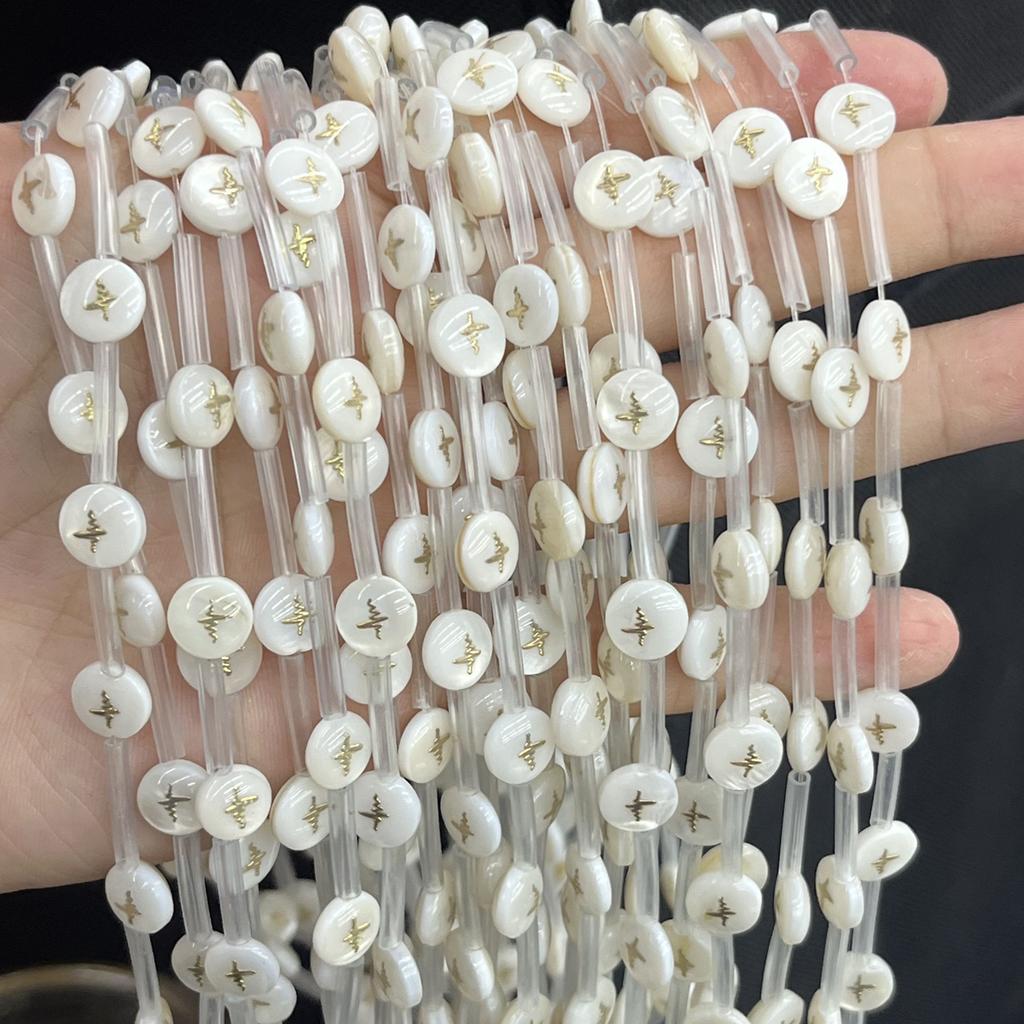 1String, White Natural Shell Alphabet Beads, Fashion Handmade Round Loose Spacer Beads, 0.8×0.8cm, for Jewelry Making DIY Necklace Accessories, 38cm