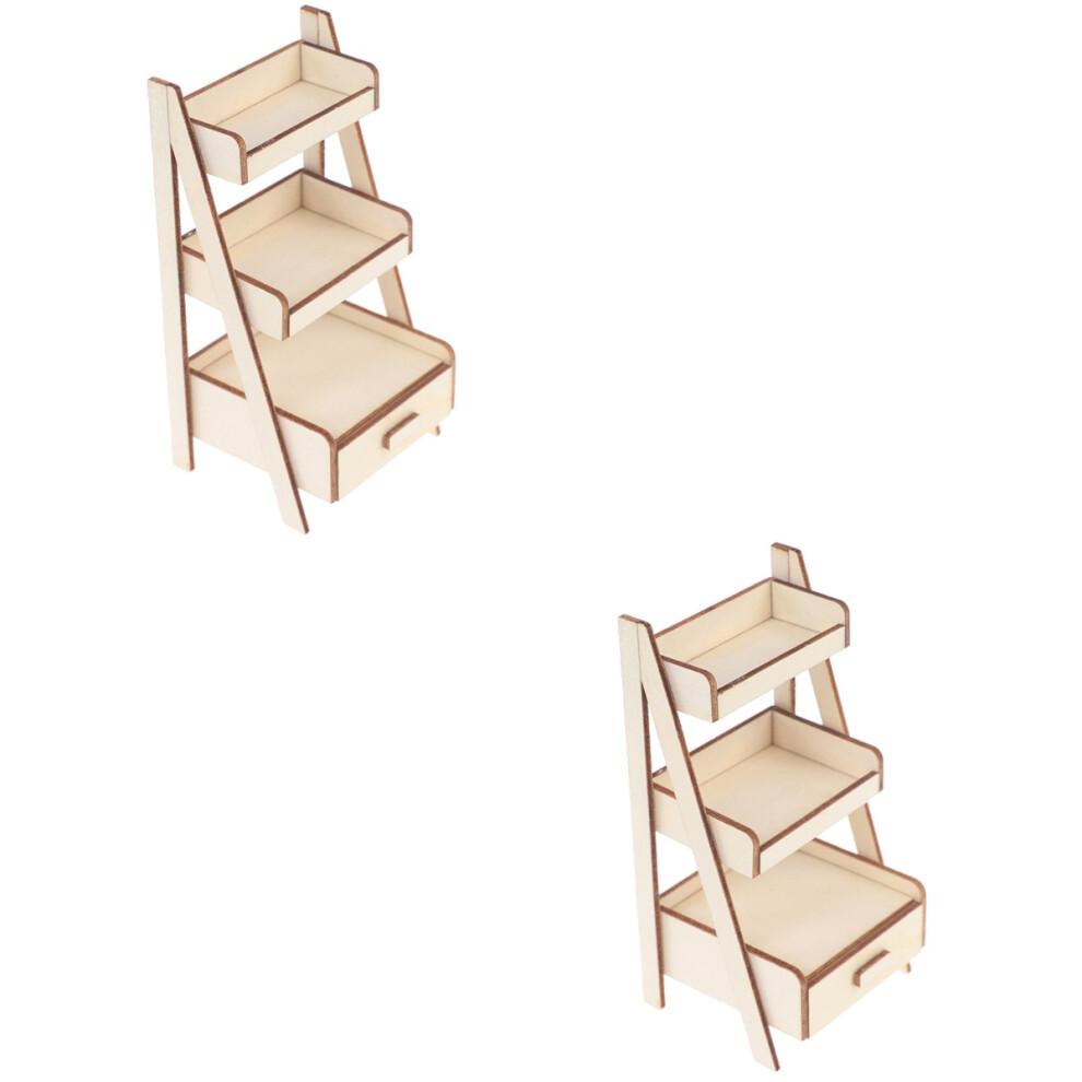 Mini Wooden Flower Stands for 1:12 Dollhouse, 2-Piece