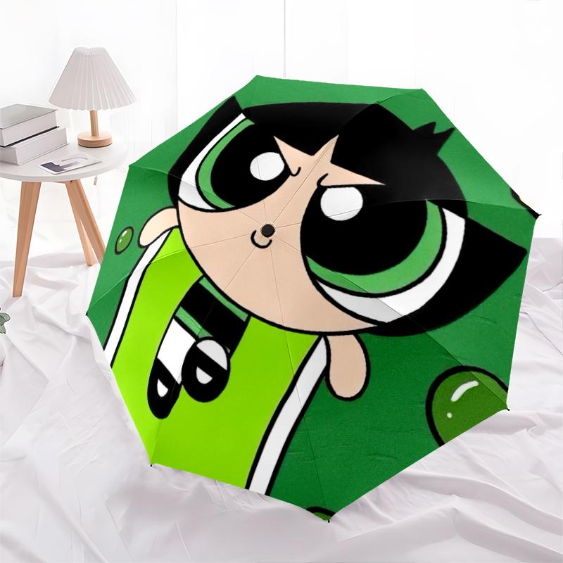 

1PC The Powerpuff Girls Umbrella Portable Folding Umbrella Iron Frame Hole Bone Structure Outdoor Home Umbrella A2 разноцветный