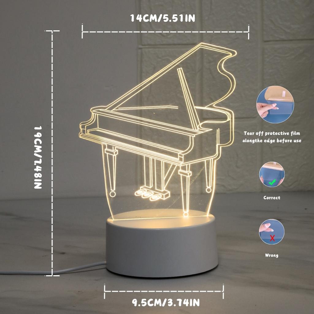3D Piano Night Light: Decorate Your Space with Monochrome Warm Light - The Perfect Gift for Christmas or Halloween