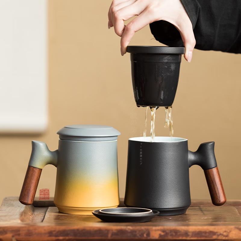 Chaxun Ceramic Tea Mug with Lid and Infuser