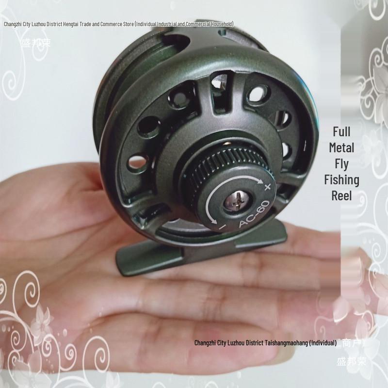 Fliegenfischerrolle komplett aus Metall: Wechselseitig Links-/Rechtshänder, Druckguss-Design mit Bremse, Durchgehender Griff, Geeignet für Brandungsruten.