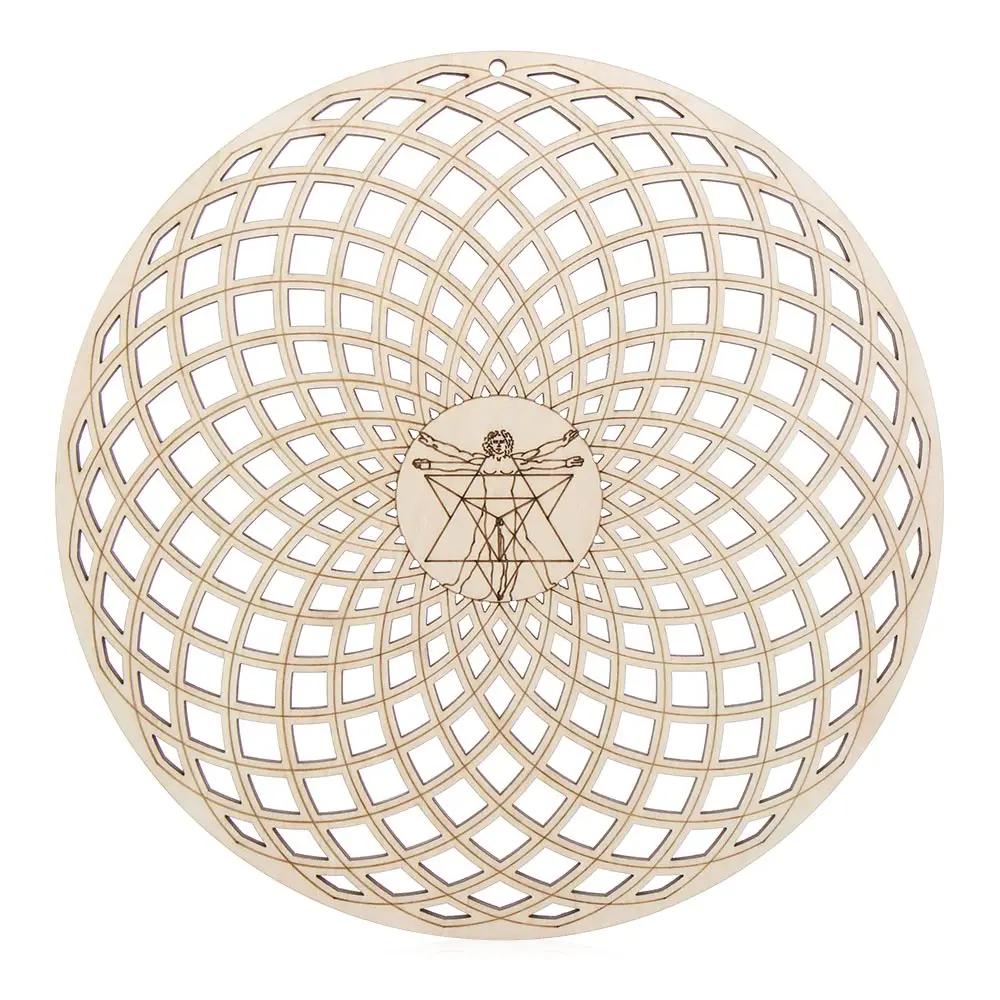 Flower Of Life Energy Mat Slice Wood Base Wooden Wall Sign Laser Cut Handmade Coasters Making Sacred Geometry Ornament Decor