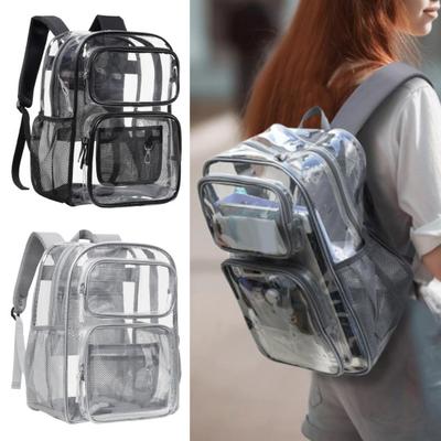 Large Capacity Clear Backpack Multi-pocket Waterproof Schoolbag Heavy Duty Transparent Bookbag