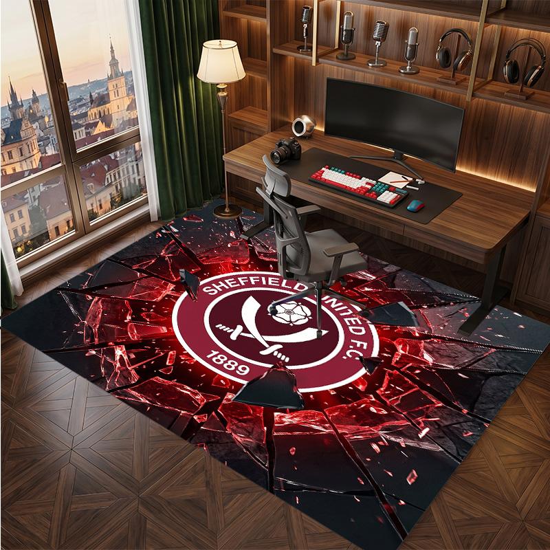 Sheffield United Football Print Crystal Velvet Rug, Comfortable Water Absorbent Non Slip Indoor Floor Carpet