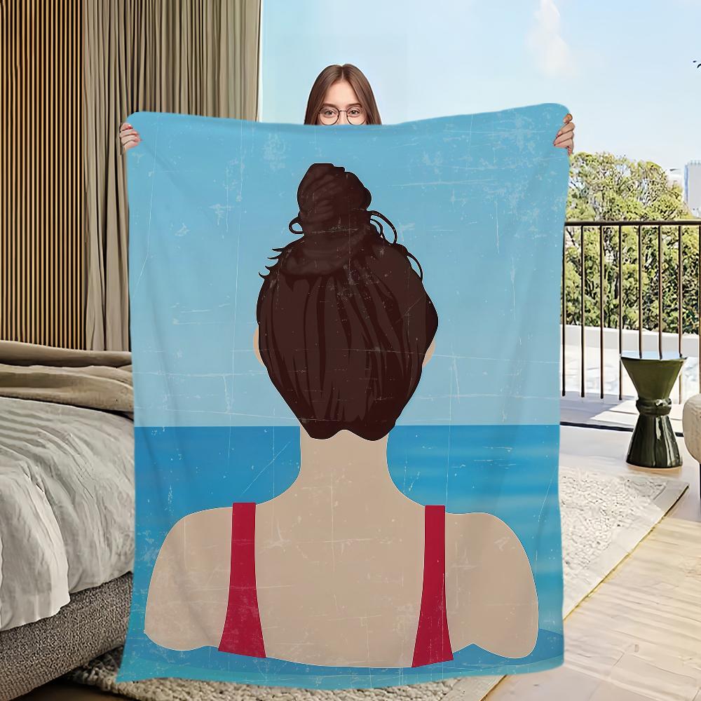Nordic Style Abstract Art Figures Swiming Blanket Flannel warm comfort soft plush blanket For Picnic Beds Sofas Homes 30x40in