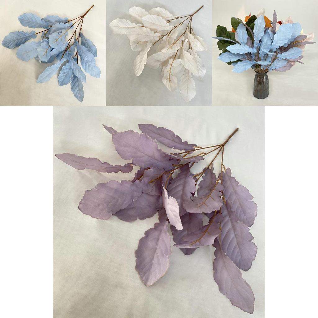 Flocking Cloth Artificial Leaves Bouquet For Wedding Decor Photo Props Home Arrangement