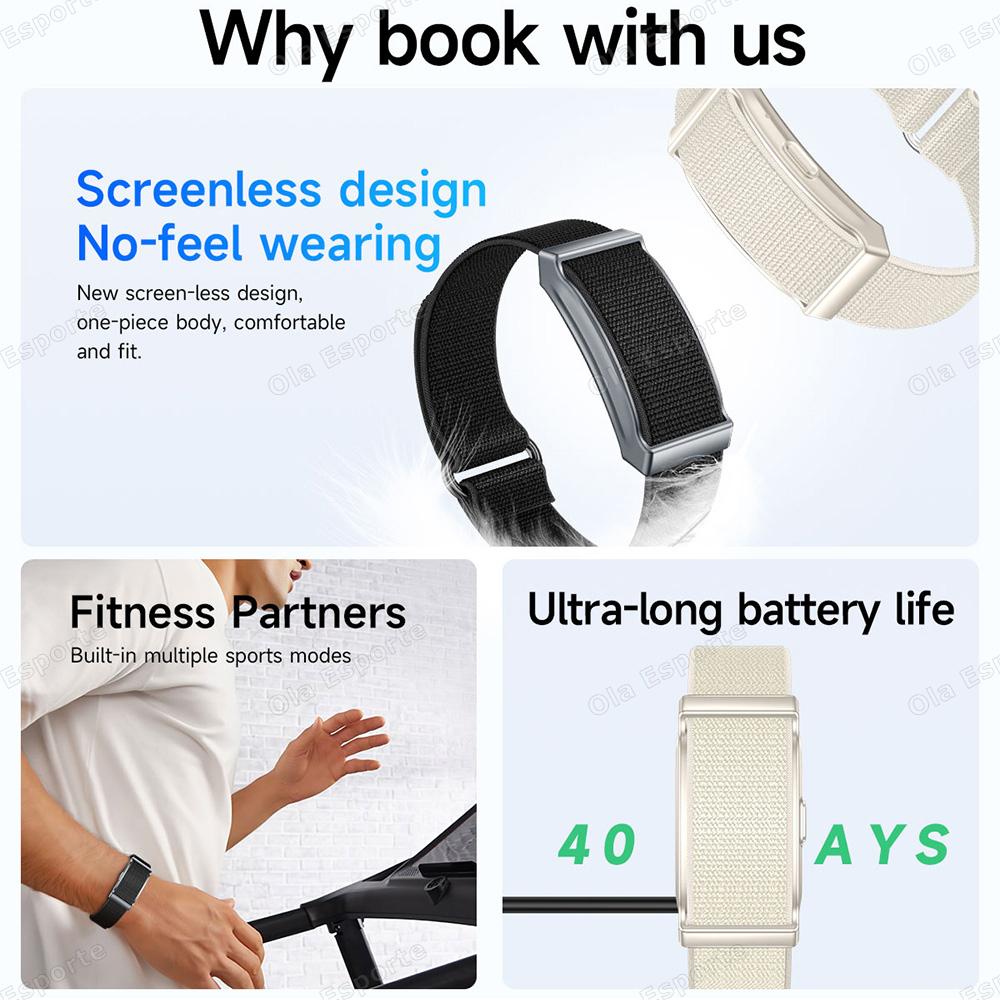 Smartwatch Multifunctional Screenless Wristband with Body Temperature Health Monitoring Call Alerts Waterproof Sports Bracelet