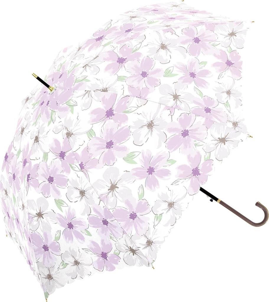 Natural Basic Long Jump Airy 60cm [Nakaya] Women's Umbrella, Open, Flower, Purple,