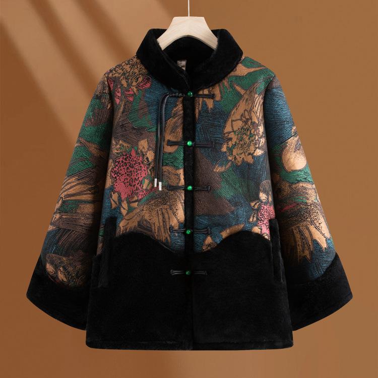 

Middle-aged and Elderly Women s Mink Velvet Jacket Winter New Style Fashionable Mother Thickened Plush Fur Integrated Coat 5XL зелёный