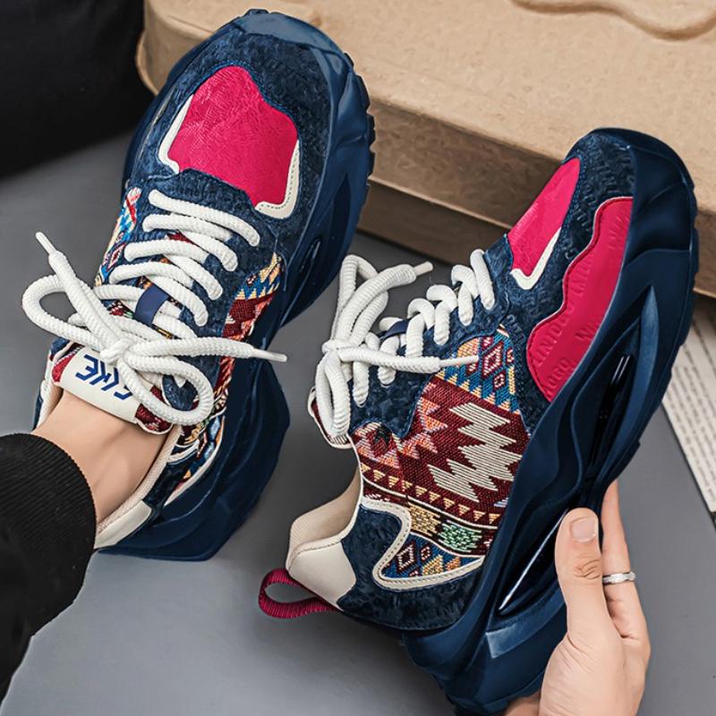 2025 Men's Platform Shoes New Fashion Heightening Casual Shoes Comfortable Shock Absorption Non-slip Sneakers Tenis Masculino