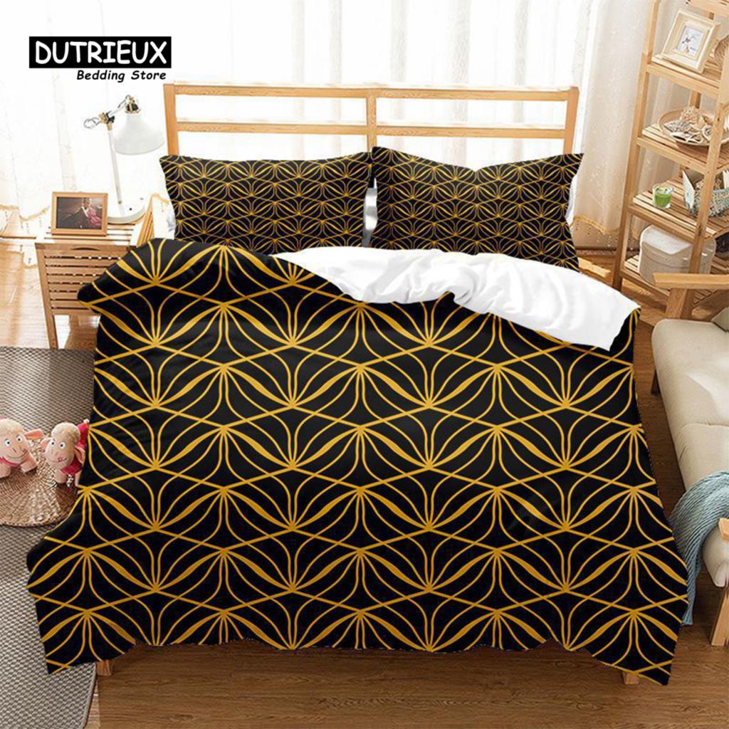 Fish Scales Bedding Set Geometric Pattern Duvet Cover Set Microfiber Comforter Cover Single Double King Queen Size For Kids Teen