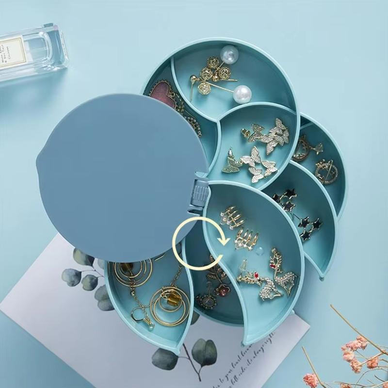 1Pc Jewelry Stand Holder Display Tray Multilayer Rotating Jewelry Storage Box With Mirror Plastic Makeup Box