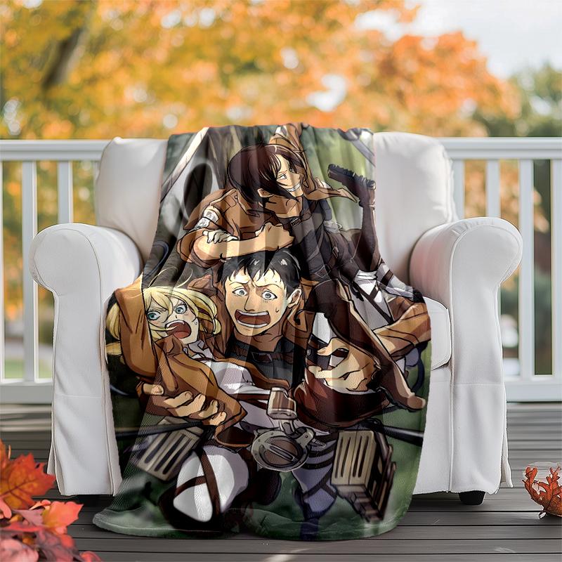Attack on Titan Flannel Blanket Soft Warm All-Season Throw, Design for Camping, Car Travel, Hiking Sofa, Bed, Office Perfect Gift for Parties