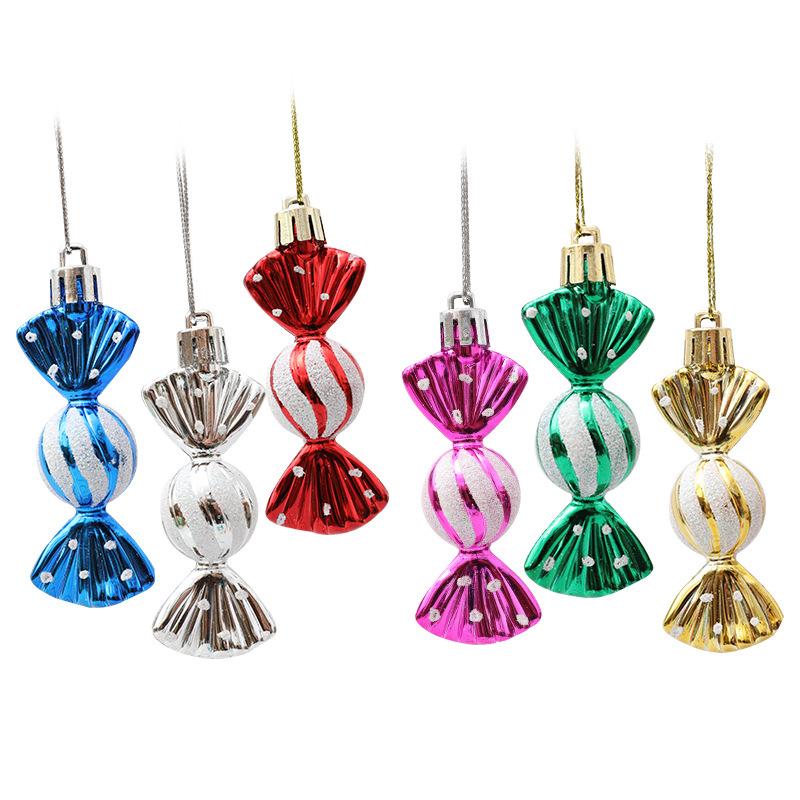 Colorful Christmas Candy Ornaments Gift Box - Electroplated Round Decorations for Trees and Windows