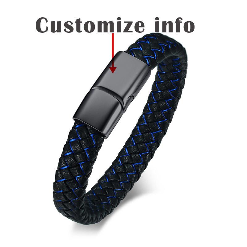 

Stylish Men s Leather Bracelets Free Engraving Masonic Viking Logo Name Info Male Wrap Bangle 8.07