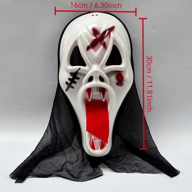 Halloween Cosplay Scary Screaming Ghost Face Mask Npc Funny Prank Scare Headgear For Party Ball Costume Prop Ideal For Halloween